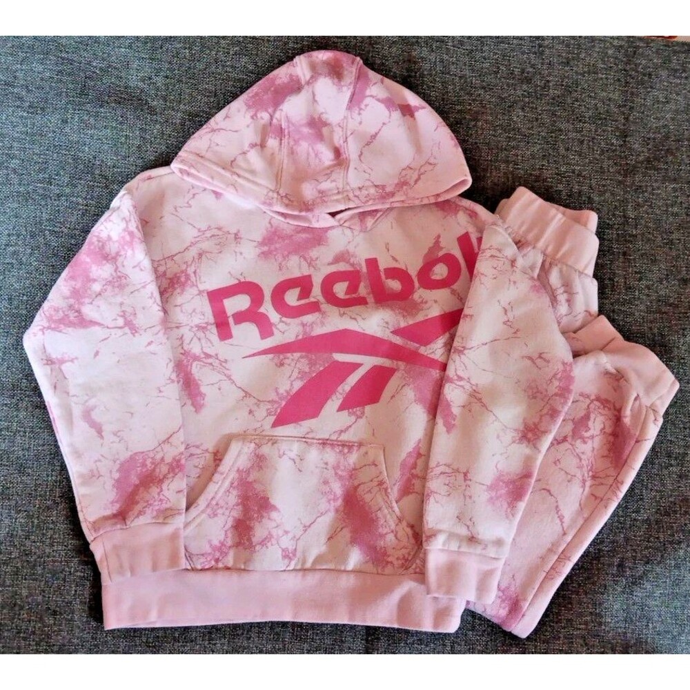 Sweater Medium 7 Girls Reebok Pink Pull Over Hoodie Sweatshirt And Pants